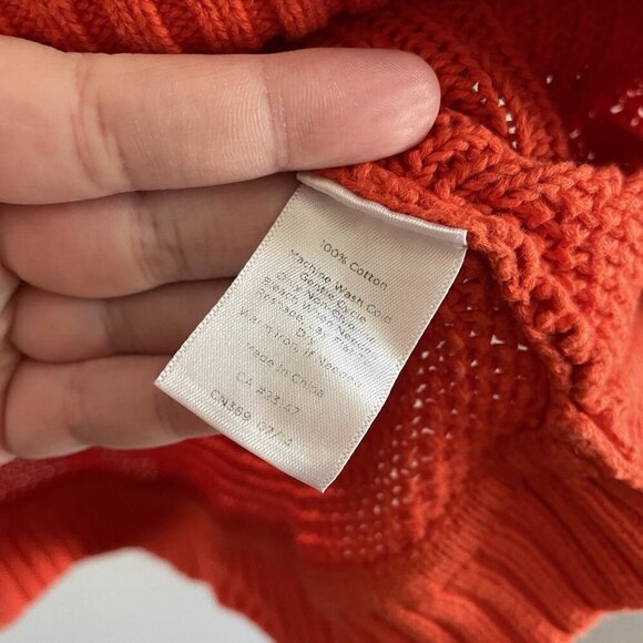 Talbots Women MP Orange Cable Knit Anchor Nautical Boat Neck Pullover Sweater - Picture 9 of 10